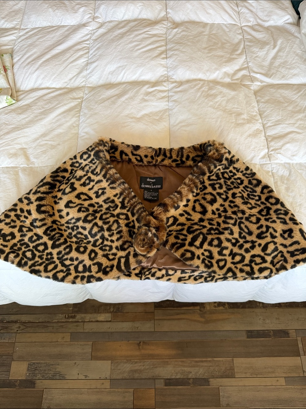 Dennis by dennis basso Leopard-Print Faux Fur Cape Shoulder Wrap